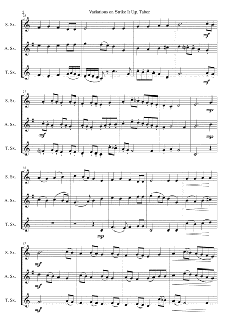 Variations On Strike It Up Tabor For Saxophone Trio Soprano Alto Tenor Page 2