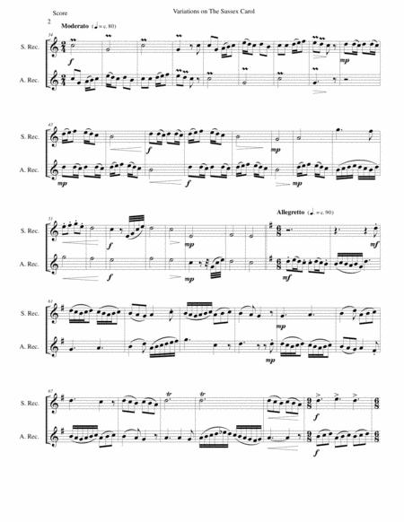 Variations On The Sussex Carol On Christmas Night All Christians Sing For Recorder Duo Soprano And Alto Page 2