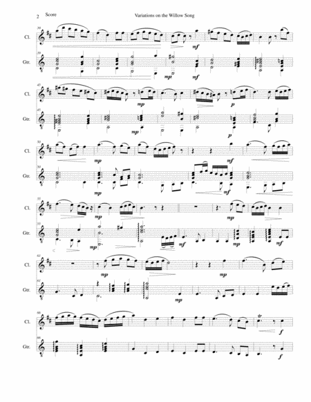 Variations On The Willow Song For Clarinet And Guitar Page 2