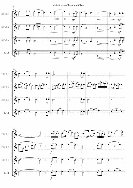 Variations On Trust And Obey For Clarinet Quartet 3 B Flats And 1 Bass Page 2