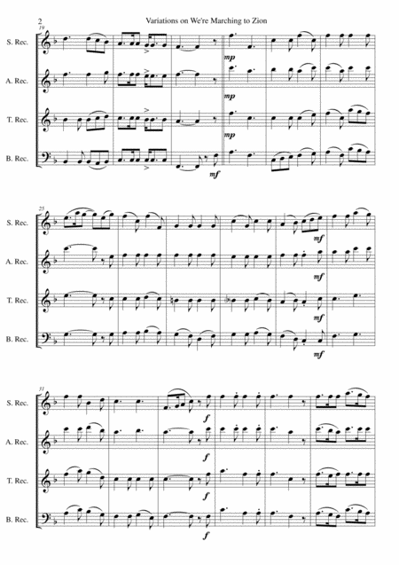Variations On We Re Marching To Zion For Recorder Quartet Page 2