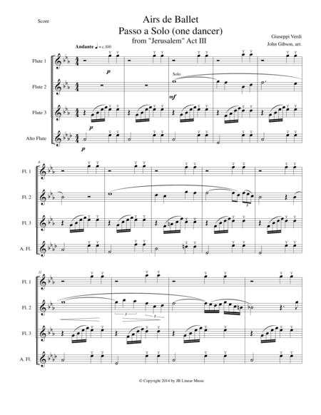 Verdi Ballet Music For Flute Quartet Jerusalem Act Iii Passo A Solo Page 2