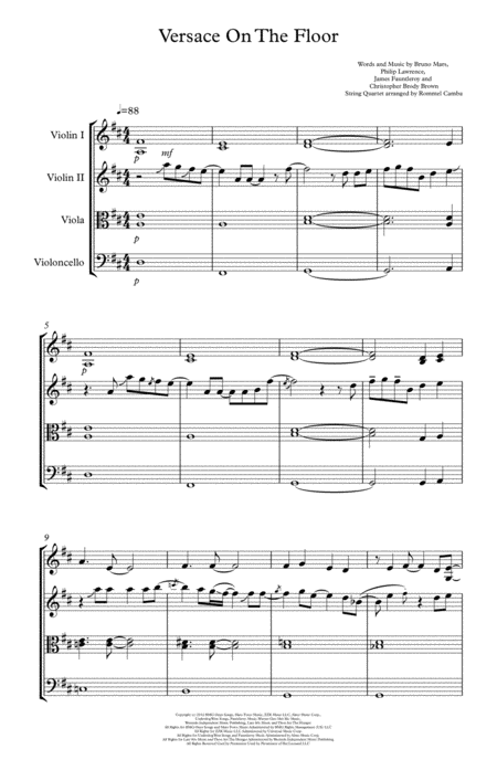 Versace On The Floor String Quartet Page 2