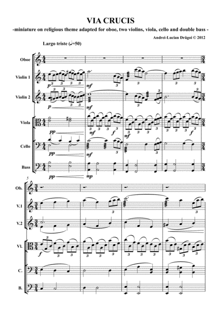 Via Crucis Miniature On Religious Theme Adapted For Oboe Two Violins Viola Cello And Double Bass Page 2