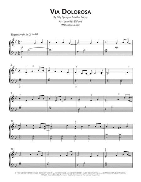 Via Dolorosa Easy Piano Page 2