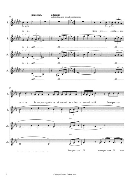 Vissi D Arte Tosca For Ssaa A Cappella E Flat Minor Page 2