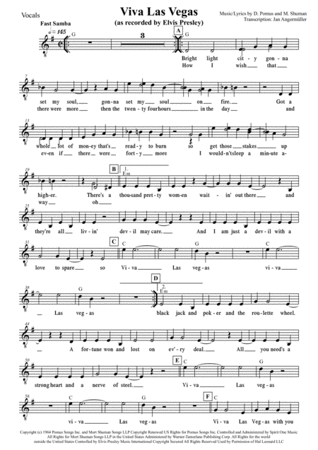 Viva Las Vegas Elvis Presley Transcription For Jazz Combo 4 Brass Perc Page 2