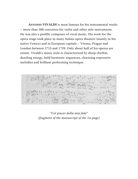 Vivaldi Antonio Col Piacer Della Mia Fede Aria From The Opera Arsilda Regina Di Ponto Arranged For Voice And Piano F Major Page 2