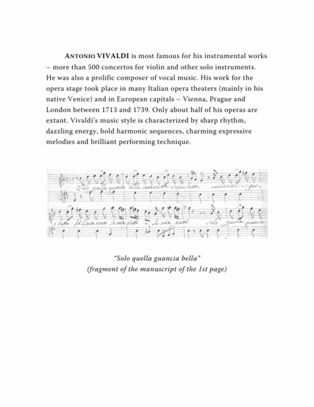 Vivaldi Antonio Solo Quella Guancia Bella Aria From The Opera La Verit In Cimento Arranged For Voice And Piano F Major Page 2