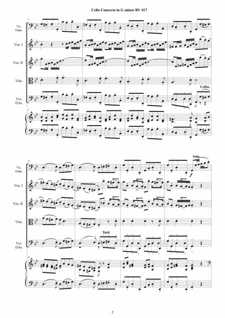 Vivaldi Cello Concerto In G Minor Rv 417 For Cello Strings And Cembalo Page 2