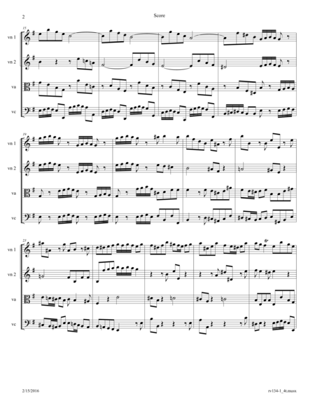 Vivaldi Concerto In E Minor Rv 134 Movement 1 Arr For String Quartet Page 2