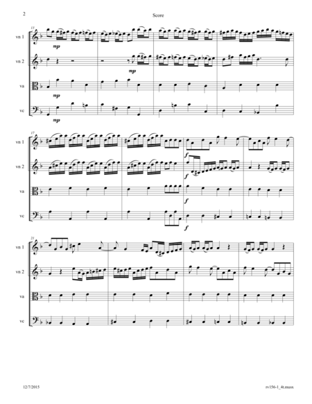 Vivaldi Concerto In G Minor Rv 156 Movement I Arranged For String Quartet Page 2