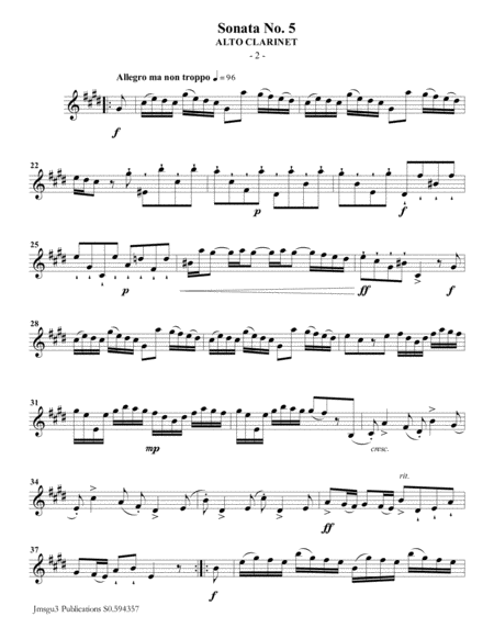 Vivaldi Sonata No 5 For Alto Clarinet Piano Page 2