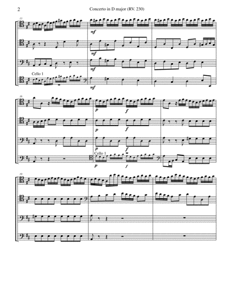 Vivaldi Violin Concerto Op 3 No 9 Arranged For 4 Cellos Page 2