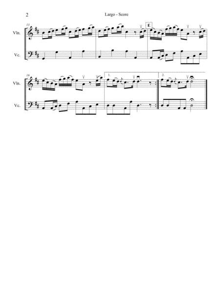 Vivaldi Winter Largo From The Four Seasons For Violin And Cello Page 2