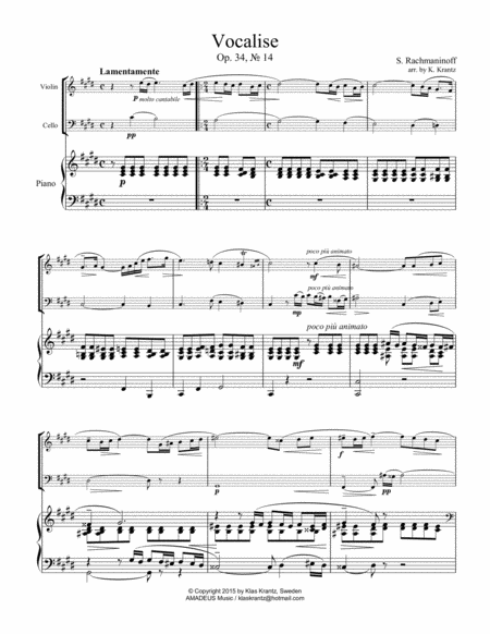 Vocalise Op 34 For Piano Trio Page 2