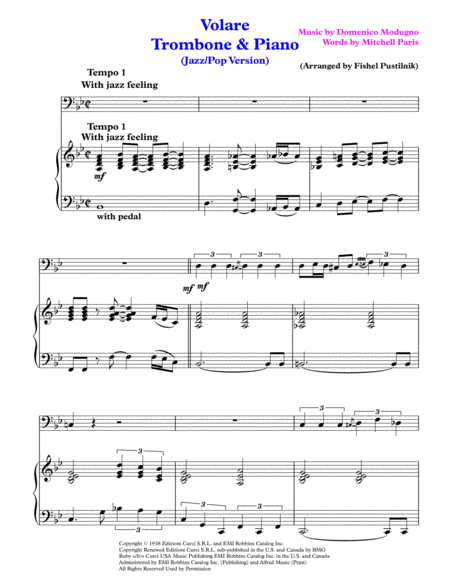 Volare For Trombone And Piano Video Page 2