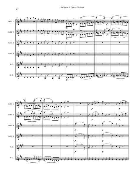 W A Mozart Le Nozze Di Figaro The Marriage Of Figaro Sinfonia For Clarinet Choir Conductor Score Page 2