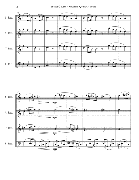 Wagner Bridal Chorus From Lohengrin For Recorder Quartet Page 2