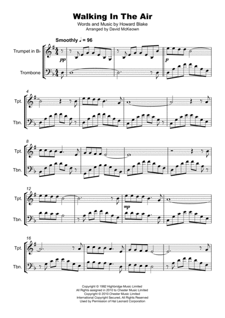 Walking In The Air Duet For Trumpet And Trombone Page 2