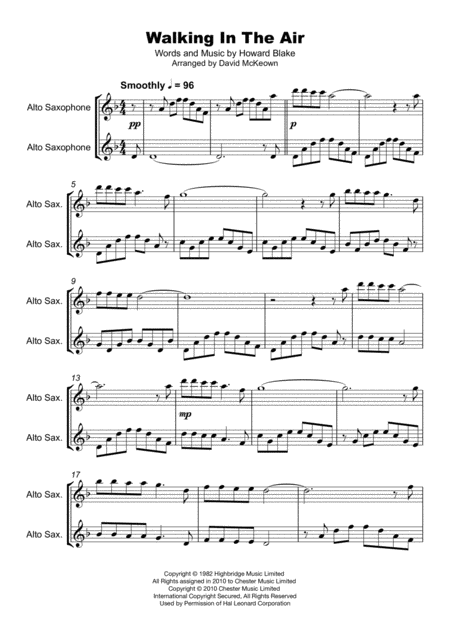 Walking In The Air Duet For Two Alto Saxophones Page 2