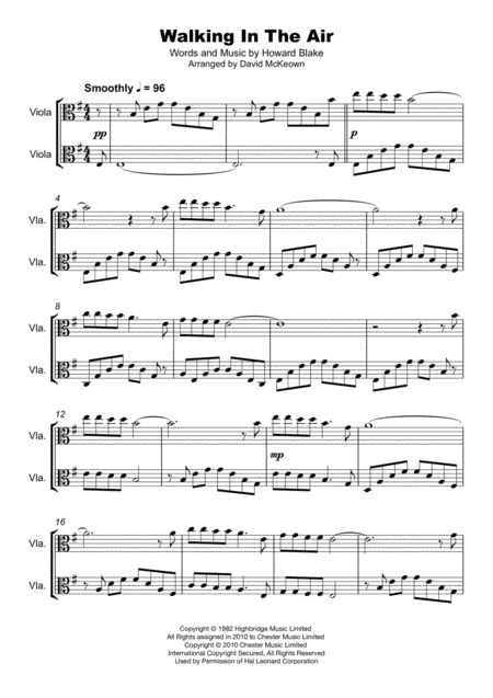 Walking In The Air Duet For Two Violas Page 2