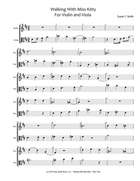 Walking With Miss Kitty For Violin And Viola Page 2