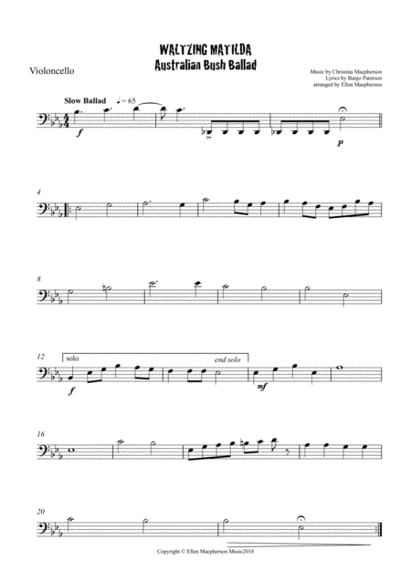 Waltzing Matilda String Quintet All Parts Page 2