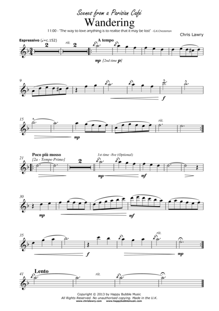Wandering For Alto Saxophone Piano From Scenes From A Parisian Cafe Page 2