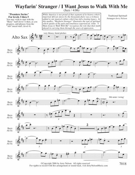 Wayfarin Stranger With I Need Jesus Arrangements Level 3 5 For Alto Sax Written Acc Page 2