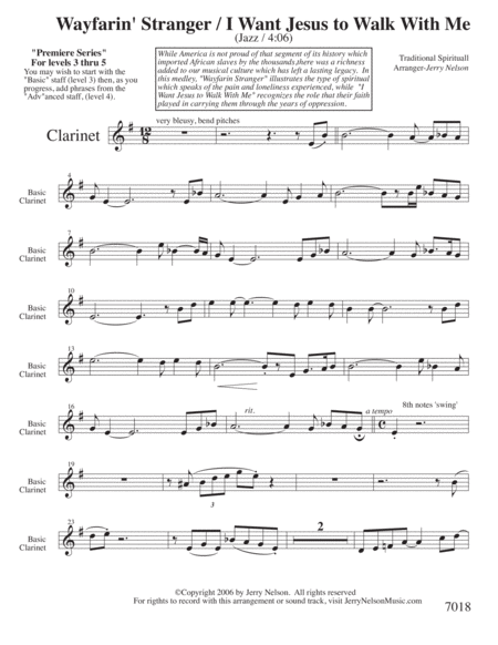 Wayfarin Stranger With I Need Jesus Arrangements Level 3 5 For Clarinet Written Acc Page 2