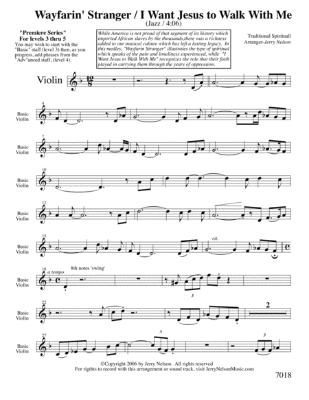 Wayfarin Stranger With I Need Jesus Arrangements Level 3 5 For Violin Written Acc Page 2