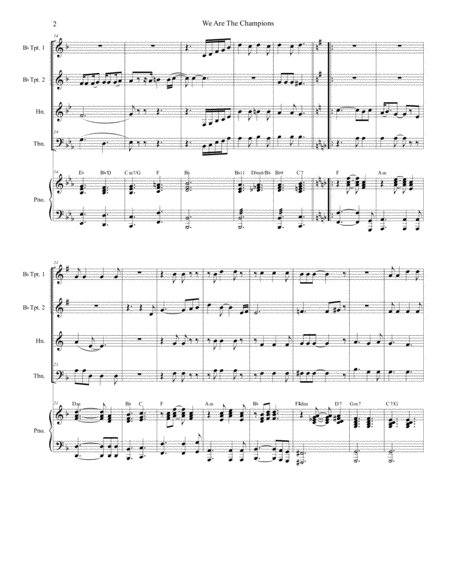 We Are The Champions For Brass Quartet And Piano Page 2