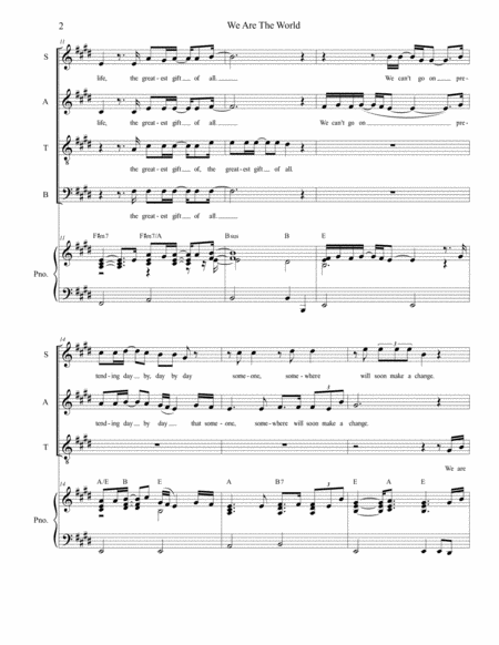 We Are The World For Satb Page 2