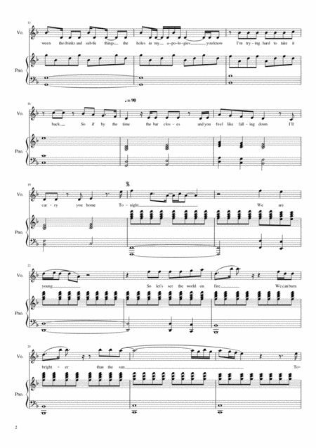 We Are Young Live Acoustic Piano Sheet Page 2