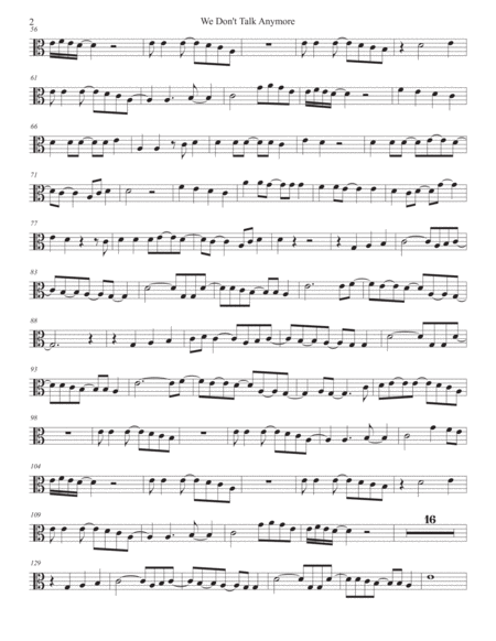 We Dont Talk Anymore Easy Key Of C Viola Page 2