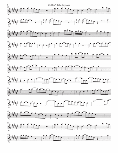 We Dont Talk Anymore Original Key Tenor Sax Page 2