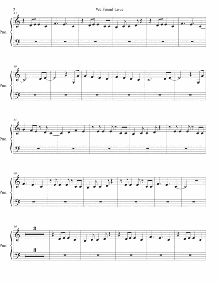 We Found Love Easy Key Of C Piano Page 2