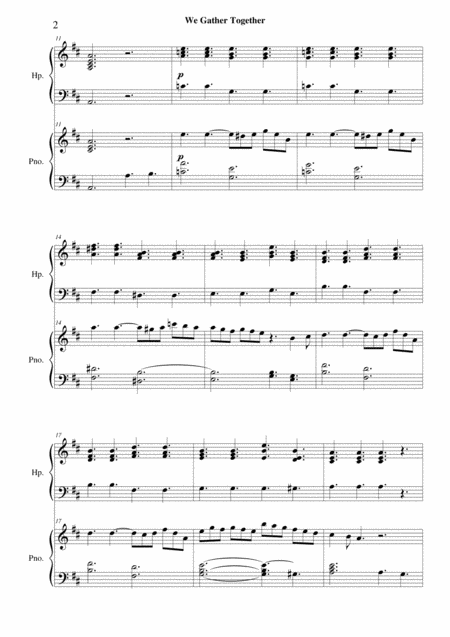 We Gather Together Pedal Harp And Piano Duet Page 2