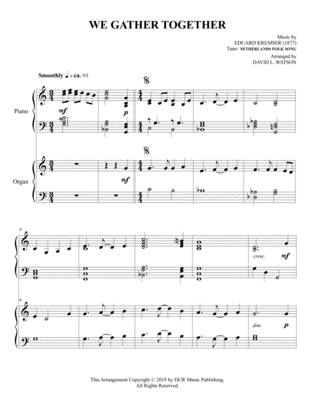 We Gather Together Piano And Organ Duet Page 2