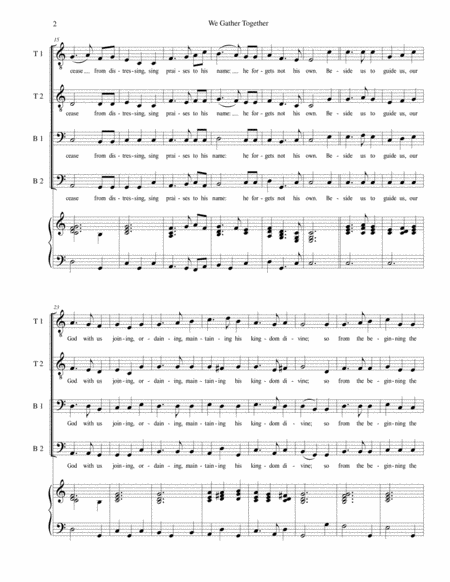 We Gather Together The Thanksgiving Hymn For Ttbb Choir With Piano Accompaniment Page 2