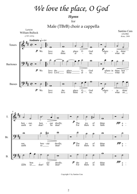 We Love The Place O God Hymn For Male Tbrb Choir A Cappella Page 2