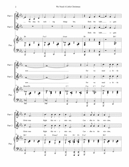 We Need A Little Christmas For 2 Part Choir Page 2