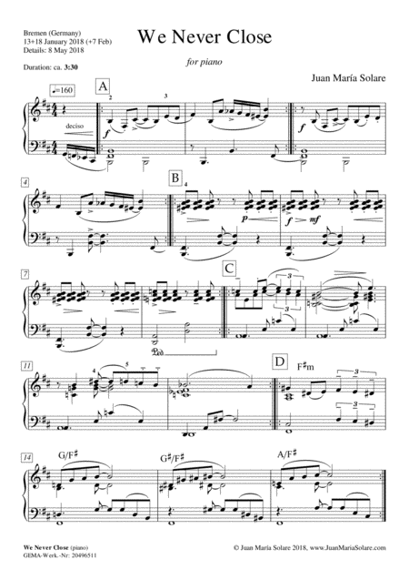 We Never Close Piano Page 2