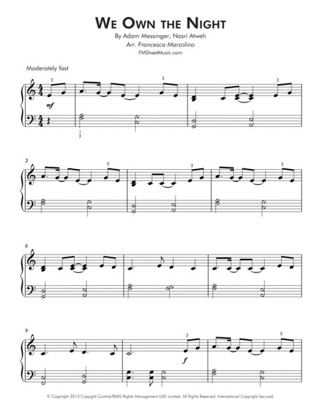 We Own The Night Easy Piano Page 2