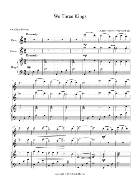 We Three Kings For Harp Flute And Violin Page 2