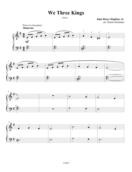 We Three Kings Piano Duet Four Hands Page 2