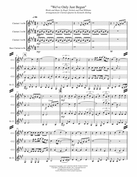 We Ve Only Just Begun For Clarinet Quartet Page 2