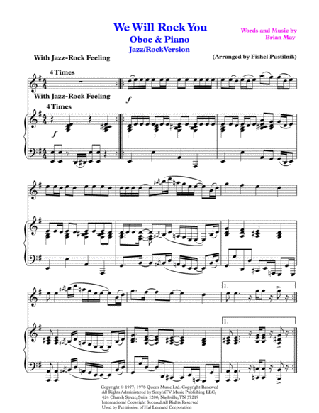 We Will Rock You For Oboe And Piano Jazz Rock Version Page 2