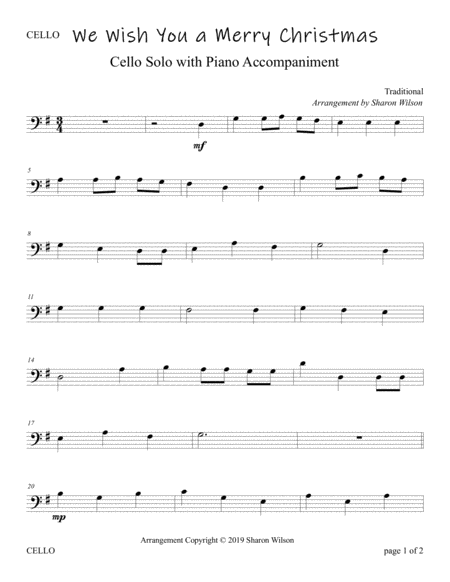 We Wish You A Merry Christmas Easy Cello Solo With Piano Accompaniment Page 2